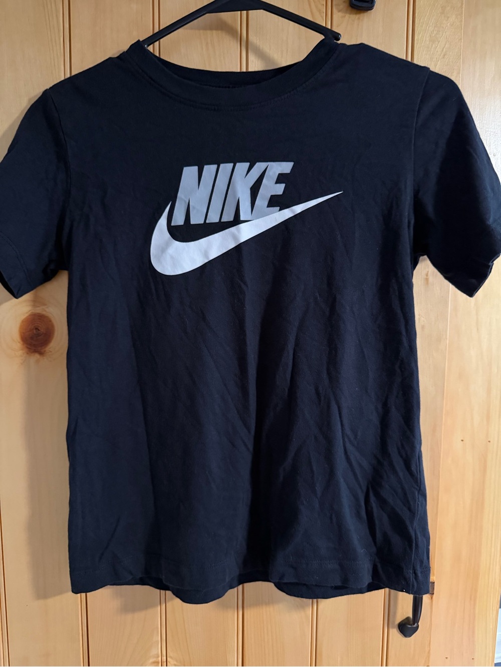 Nike Black Short Sleeve with White Logo- Mens Size Medium - Picture 1 of 4
